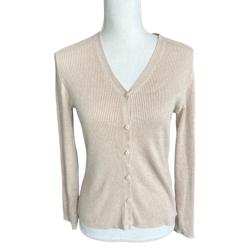 Primark tan ribbed button down cardigan sweater neutral basics minimalist